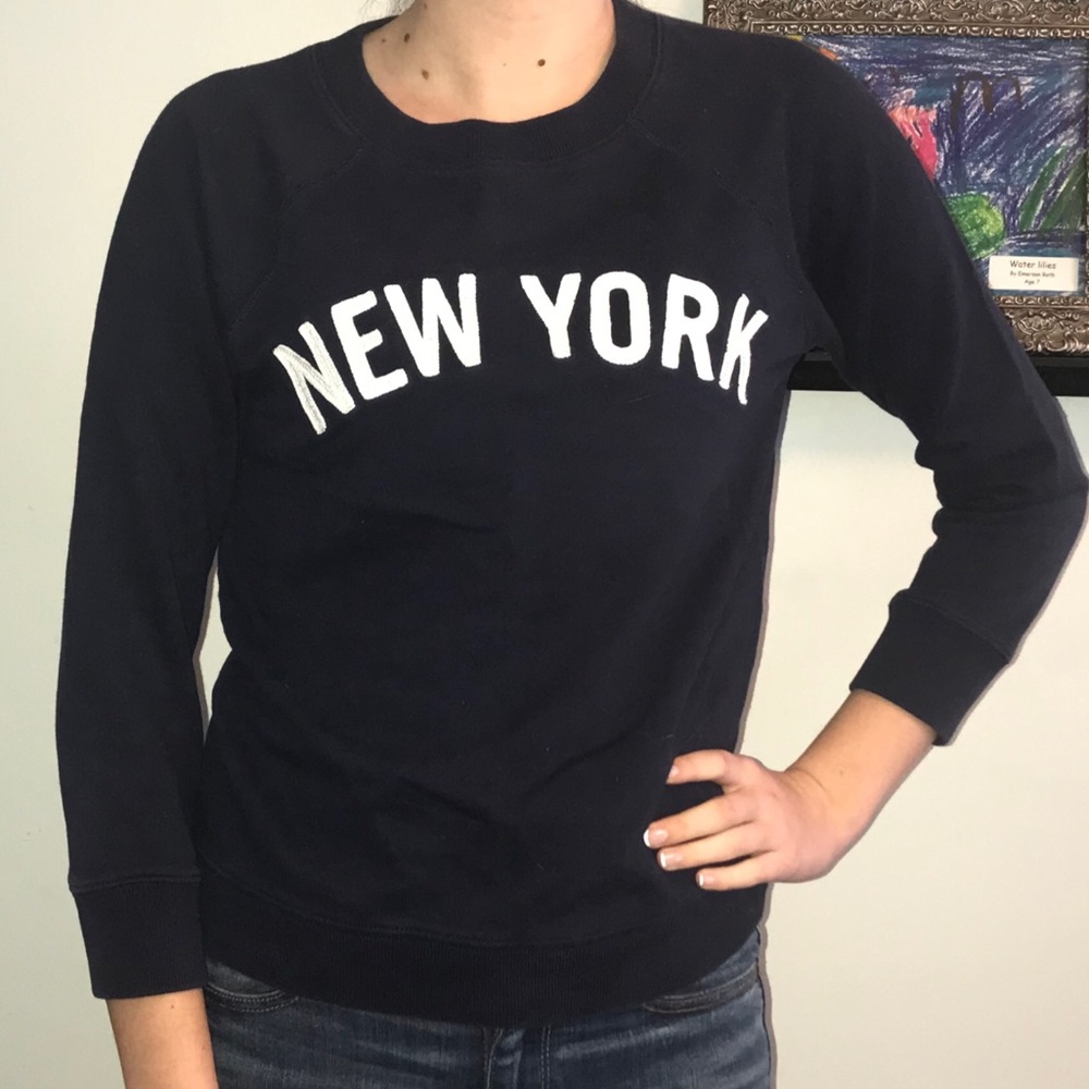 J. Crew navy blue “New York” sweater